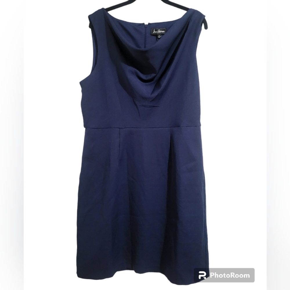 NEW‎ Sam Edelman Cowl Neck Sheath Dress Navy Size 14